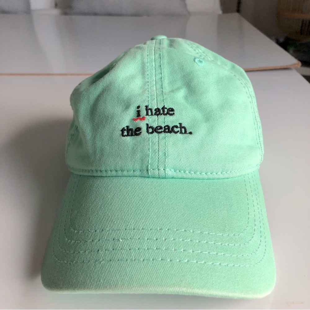 American Eagle Mint Colored “i hate the beach” Baseball Cap, Buckle Adjust